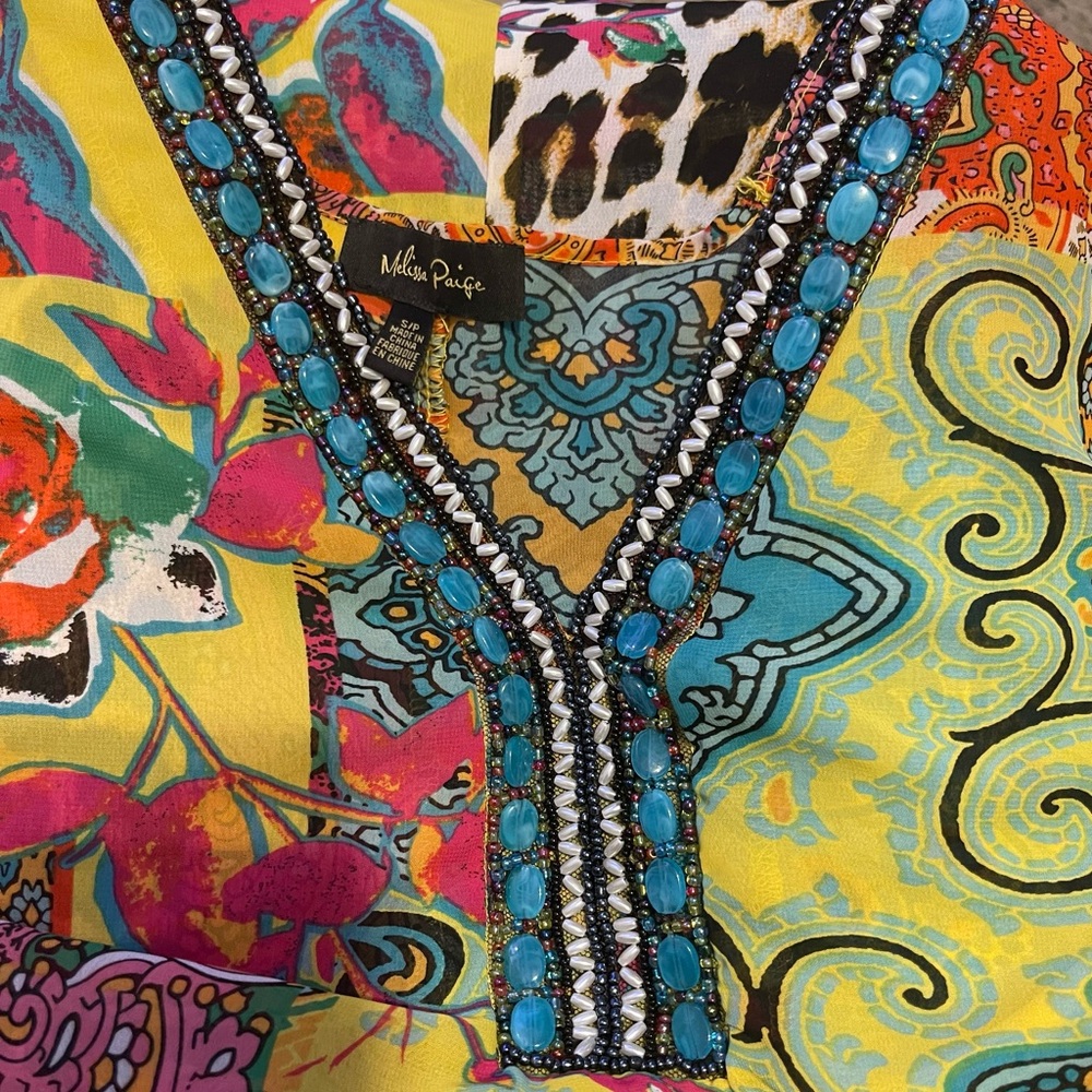 Melissa Paige Colorful Embellished Beads Blouse